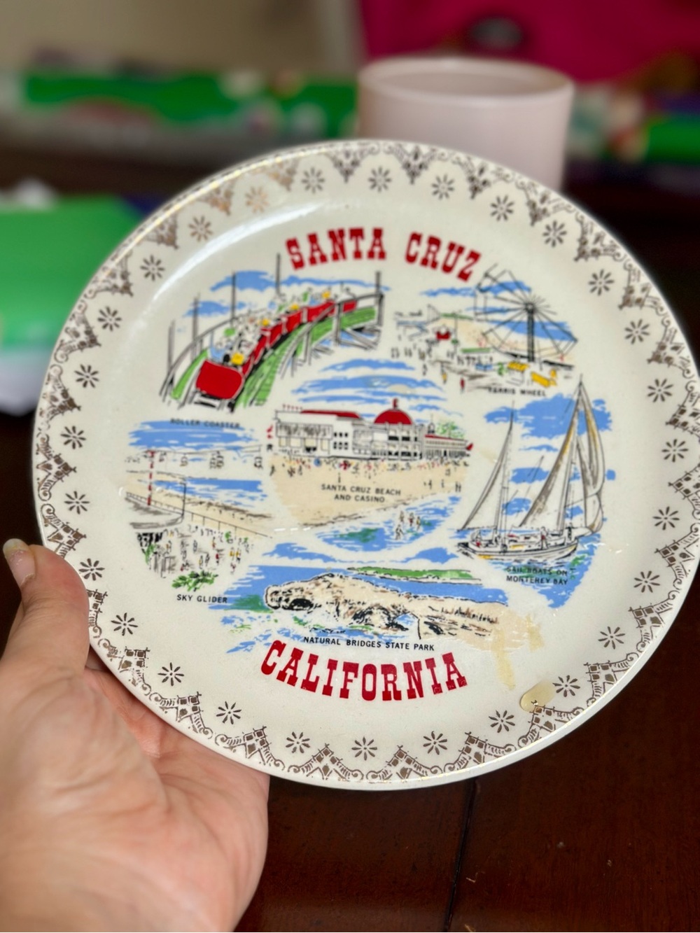 Santa Cruz California Decorative Souvenir Plate - White